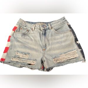 Topshop Light Blue Distressed Jean Shorts
